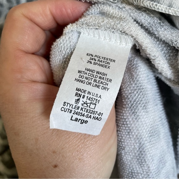 Peach Love Gray Animal Print Long Sleeve Ruffle Hoodie. Size Large - Picture 10 of 10